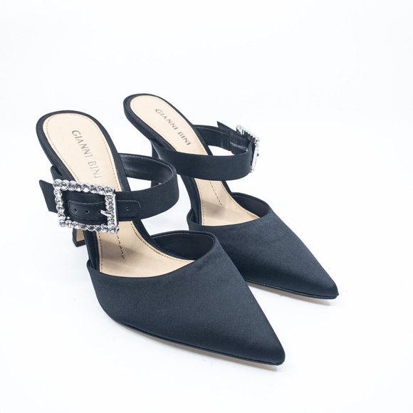 GIANNI BINI Black Satin Maleenah Mules Size 7 - G0222 - Picture 5 of 11